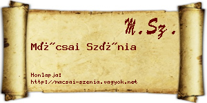Mácsai Szénia névjegykártya